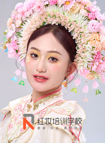 海口红妆化妆培训学校超美的簪花妆容作品